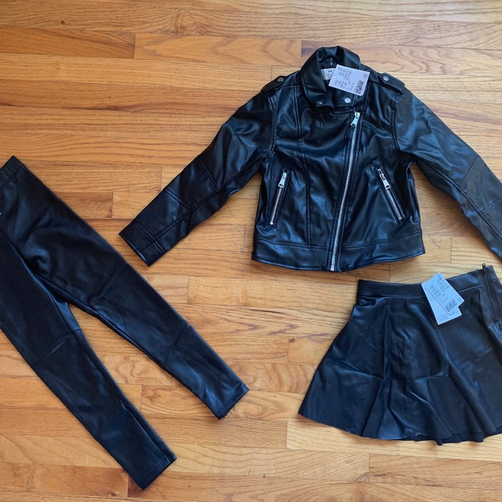 H&M Faux leather jacket, pants and skirt Set